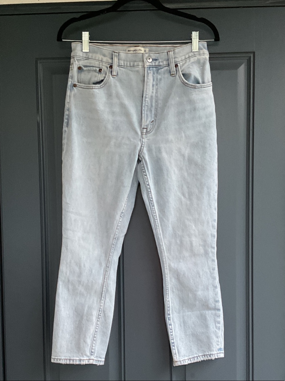 Abercrombie & Fitch Pale Blue High-Rise Straight Jeans